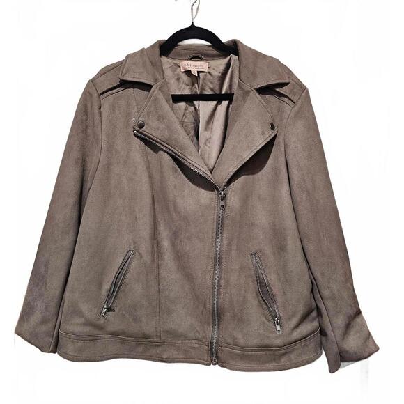 Philosophy Women's Faux Suede Motorcycle Jacket - Picture 3 of 5